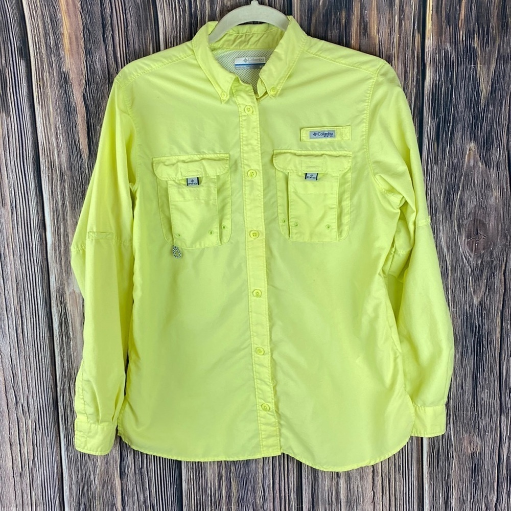 Columbia PFG Yellow Fishing Shirt- Size Small